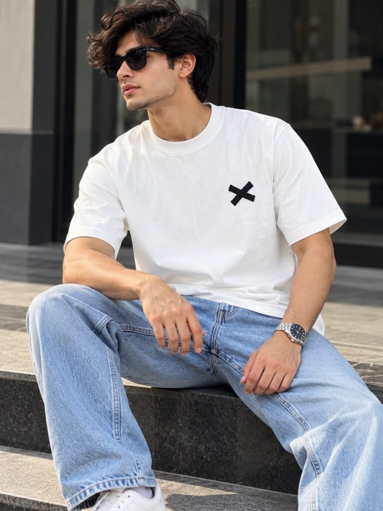 Maxgrapesy’s Cross Cotton Terry 280gsm Oversize t-shirt for men | Heavyweight Half Sleeve Round Neck | Youth Steetwear
