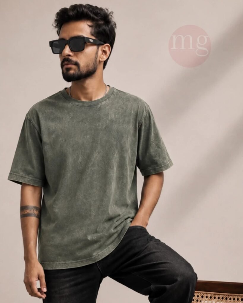 Acid Wash – Oversize T-Shirt For Mans. Round Neck Fabric 100% Cotton T-Shirt