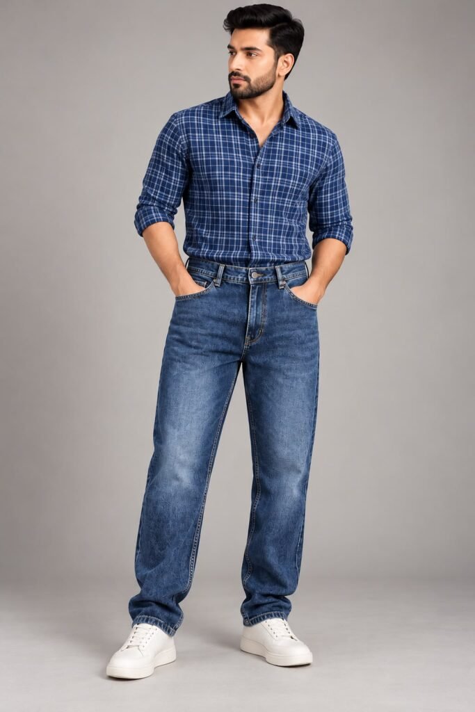 Maxgrapesy Men’s Blue Stone Wash Regular Fit Denim Jeans